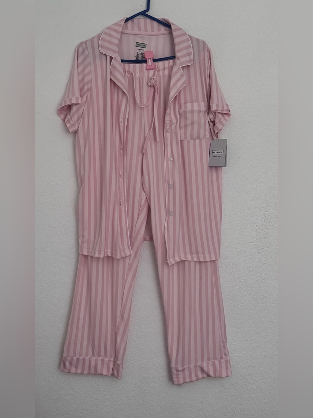 HUNTER 2pc Stripe Short Sleeve
Notch Collar Pajama Set Women XL